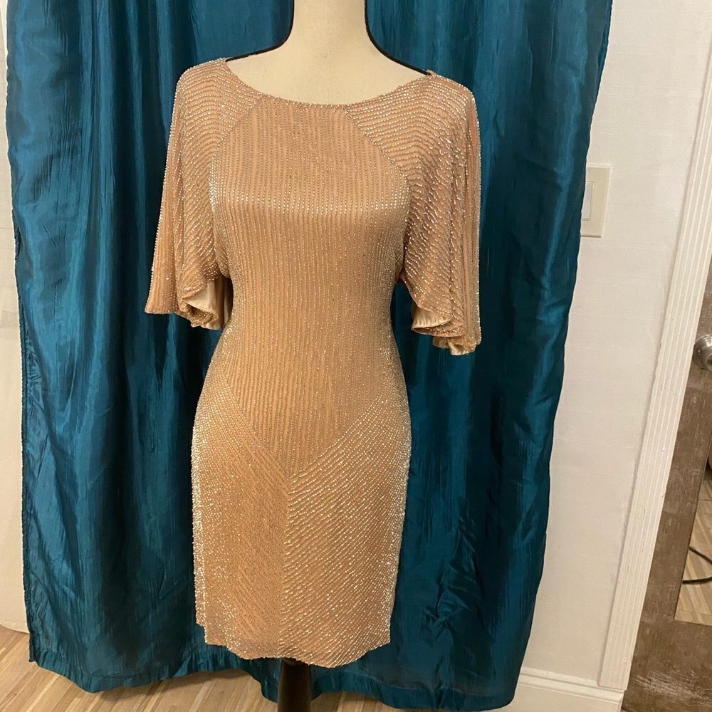 Parker ( black label) all beaded 100% silk dress, size 4